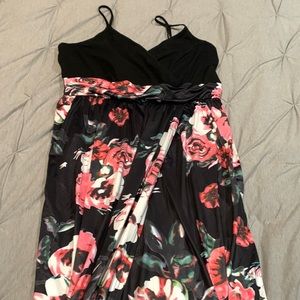 Black floral long maxi dress